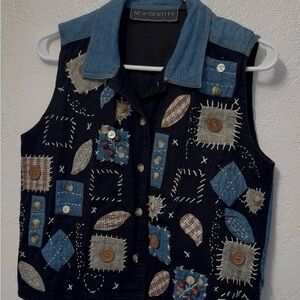 New Identity Women's Patchwork Vest - Black and Blue